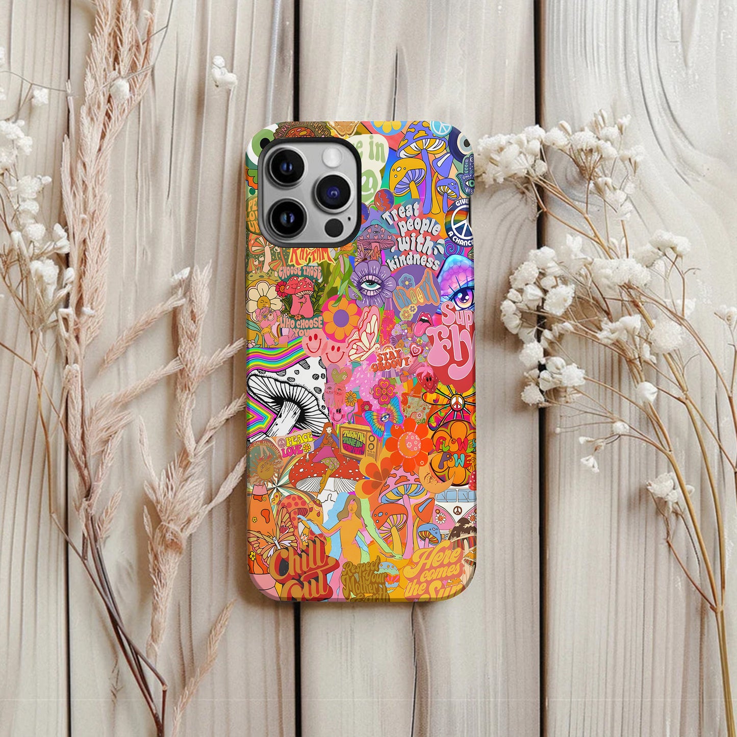 Psychedelic Vibes – 70s Hippie Art Phone Case