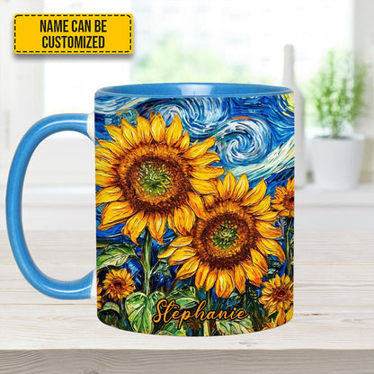 Starry Bloom – Personalized Sunflower Accent Mug