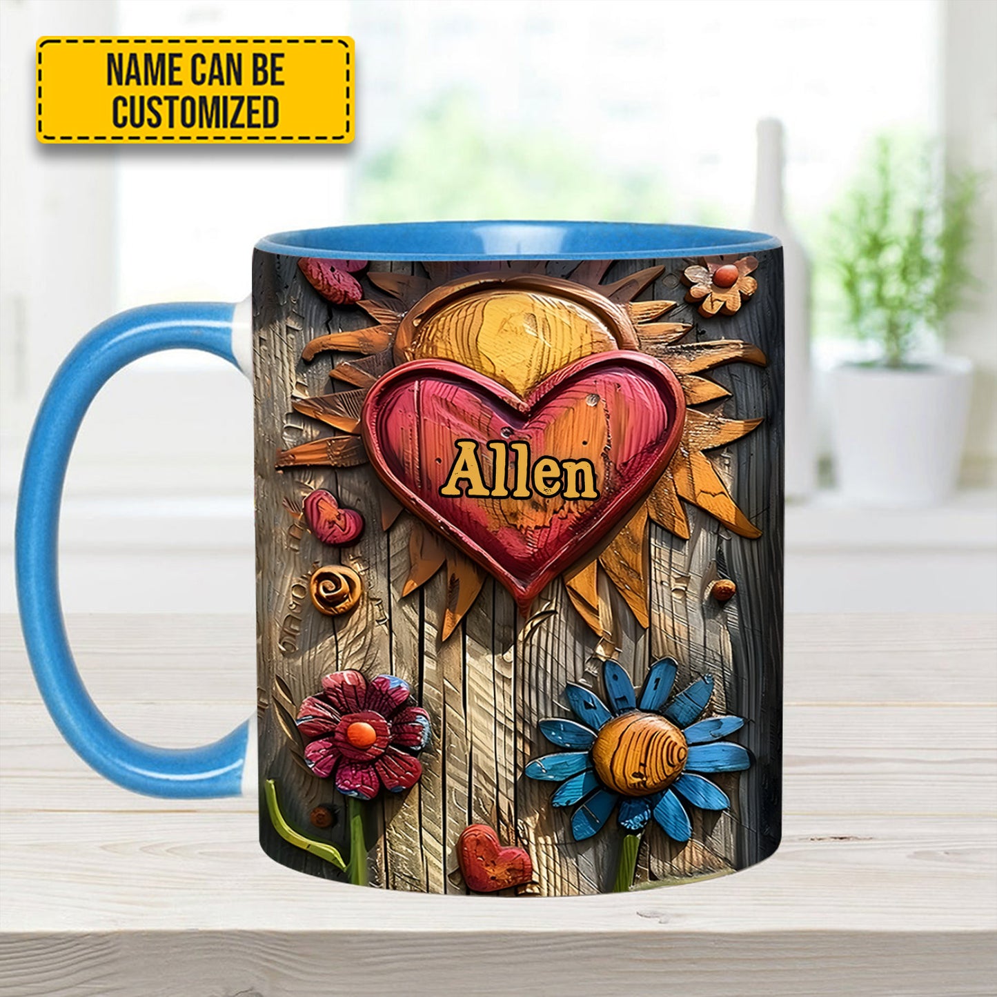 Hippie Heart Symbol - Personalized Hippie Accent Mug