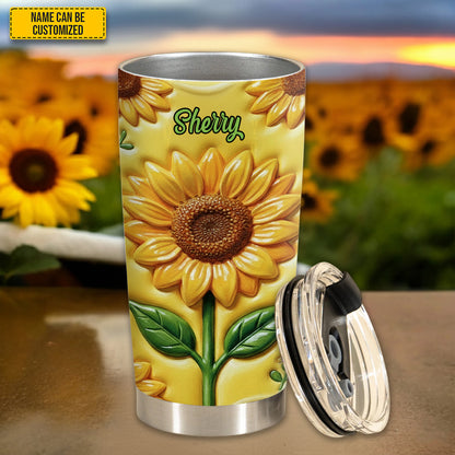 Personalized Beautiful Sunflower Inflated Tumbler
