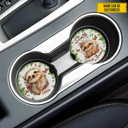 Personalized Sloth-Themed Car Coaster