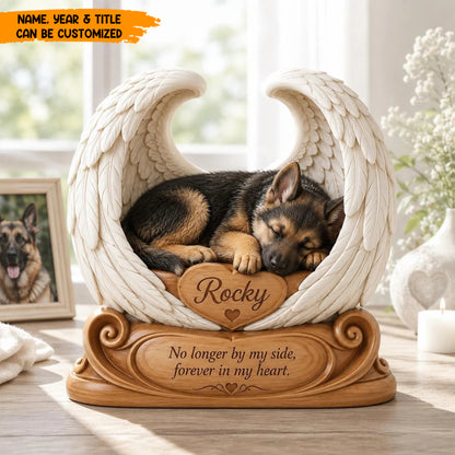 Personalized Pet Memorial Wooden Block, Custom Pet Photo Angel Wings Keepsake