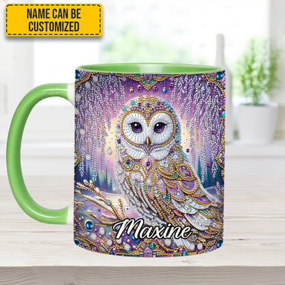 Crystal Diamond - Personalized Owl Accent Mug