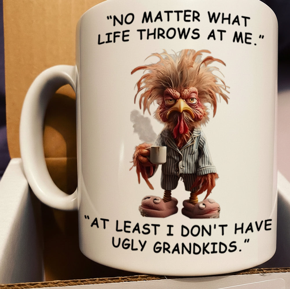 No Matter What Life Throws - Chicken Funny White Mug