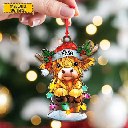 Personalized Highland Cow Christmas Ornament