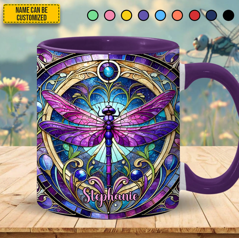 Personalized Dragonfly Stained Glass Accent Mug