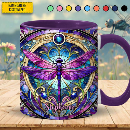 Personalized Dragonfly Stained Glass Accent Mug