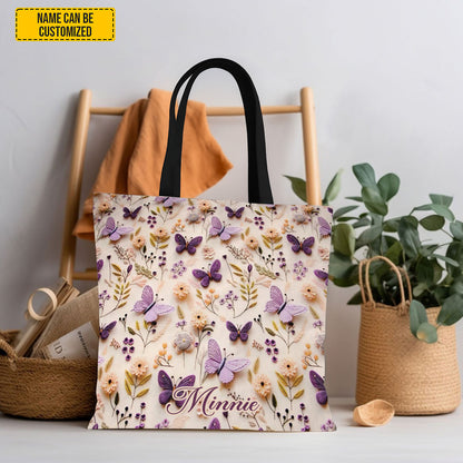 Floral Butterflies Tote Bag - Personalized Tote Bag