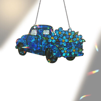 Forget Me Not Truck Acrylic Window Hanging Hologram