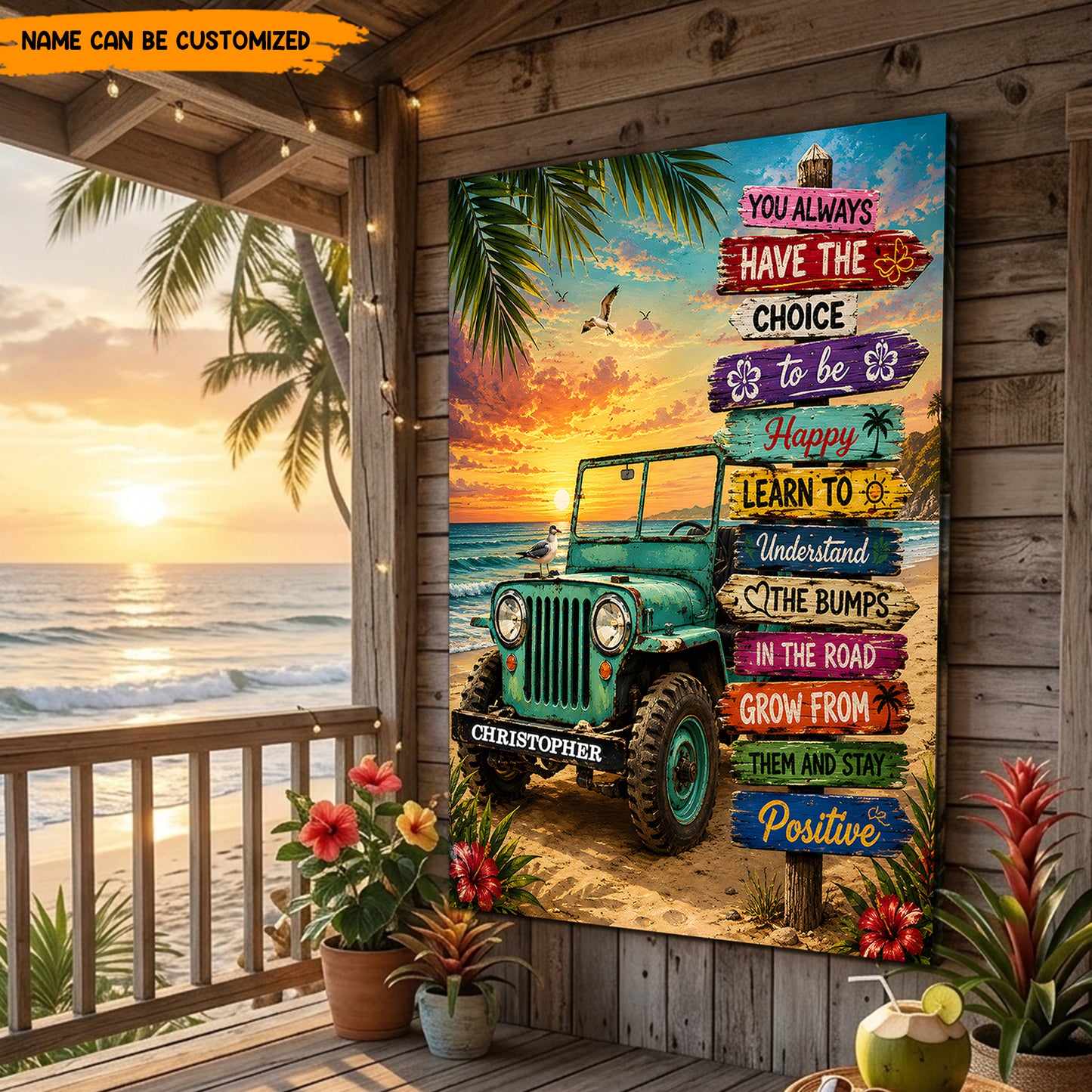 Ocean Breeze Jeep Life – Personalized Poster Canvas