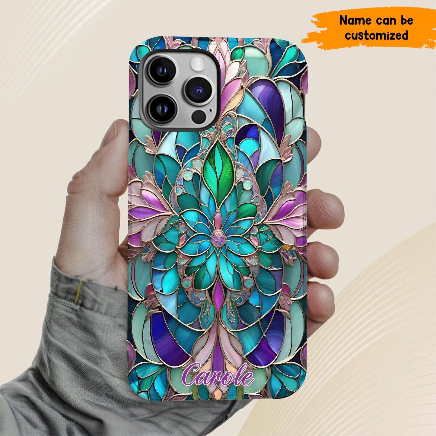 Personalized Stained Glass Mandala Phone Case