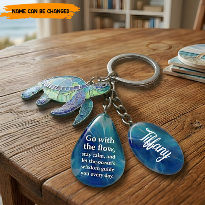 Go With The Flow - Personalized Turtle Keychain Gift Set
