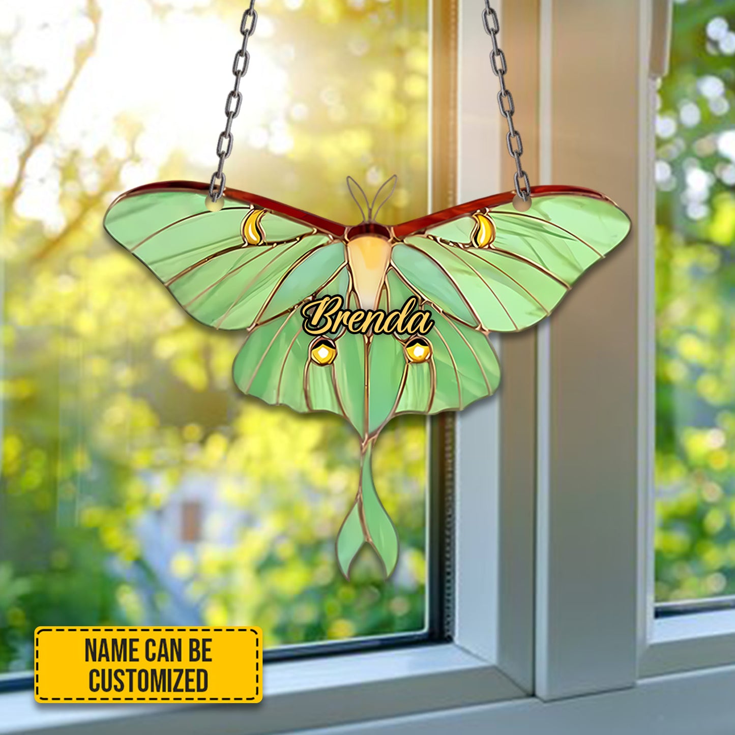 Personalized Luna Moth Acrylic Window Hanging