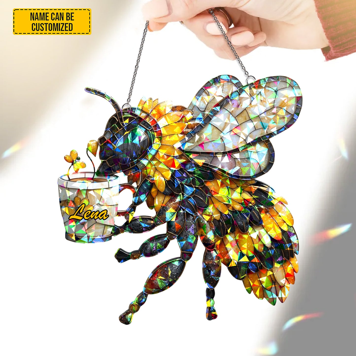 Bee Brings Coffee - Personalized Bee Hologram Ornament
