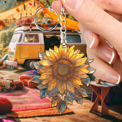 Sunflower Keychain, Personalized Shape Keychain