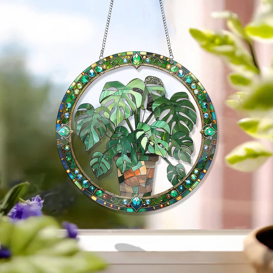 Monstera Plant Stained Glass Suncatcher 2