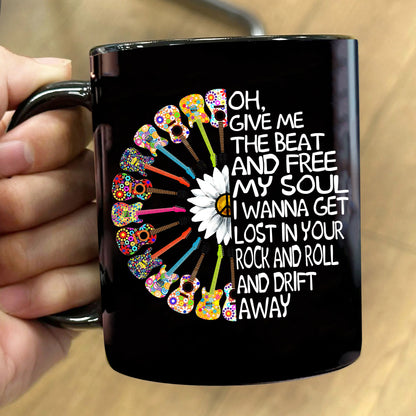 Give Me The Beat - Hippie Guitar Black Mug