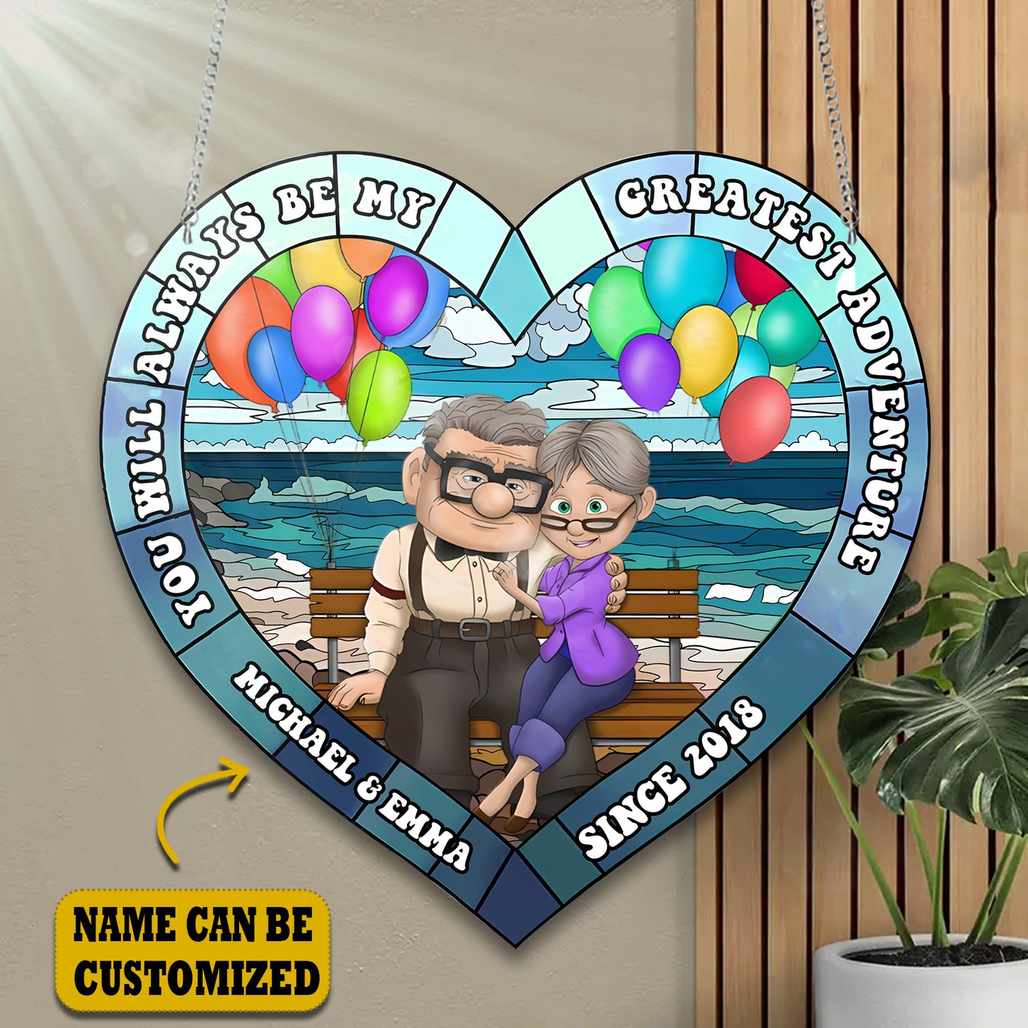 Old Couple Acrylic Window, Couple Acrylic Window Hanging