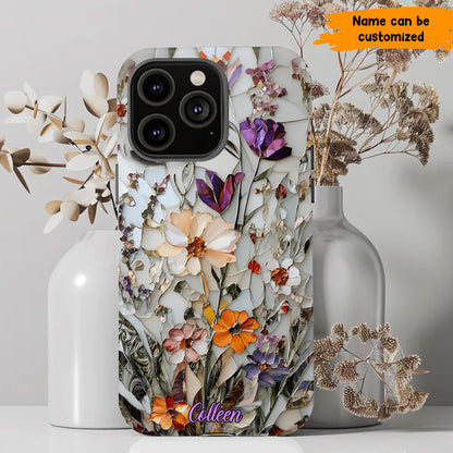 Mosaic Pressed Flowers – Personalized Phone Case