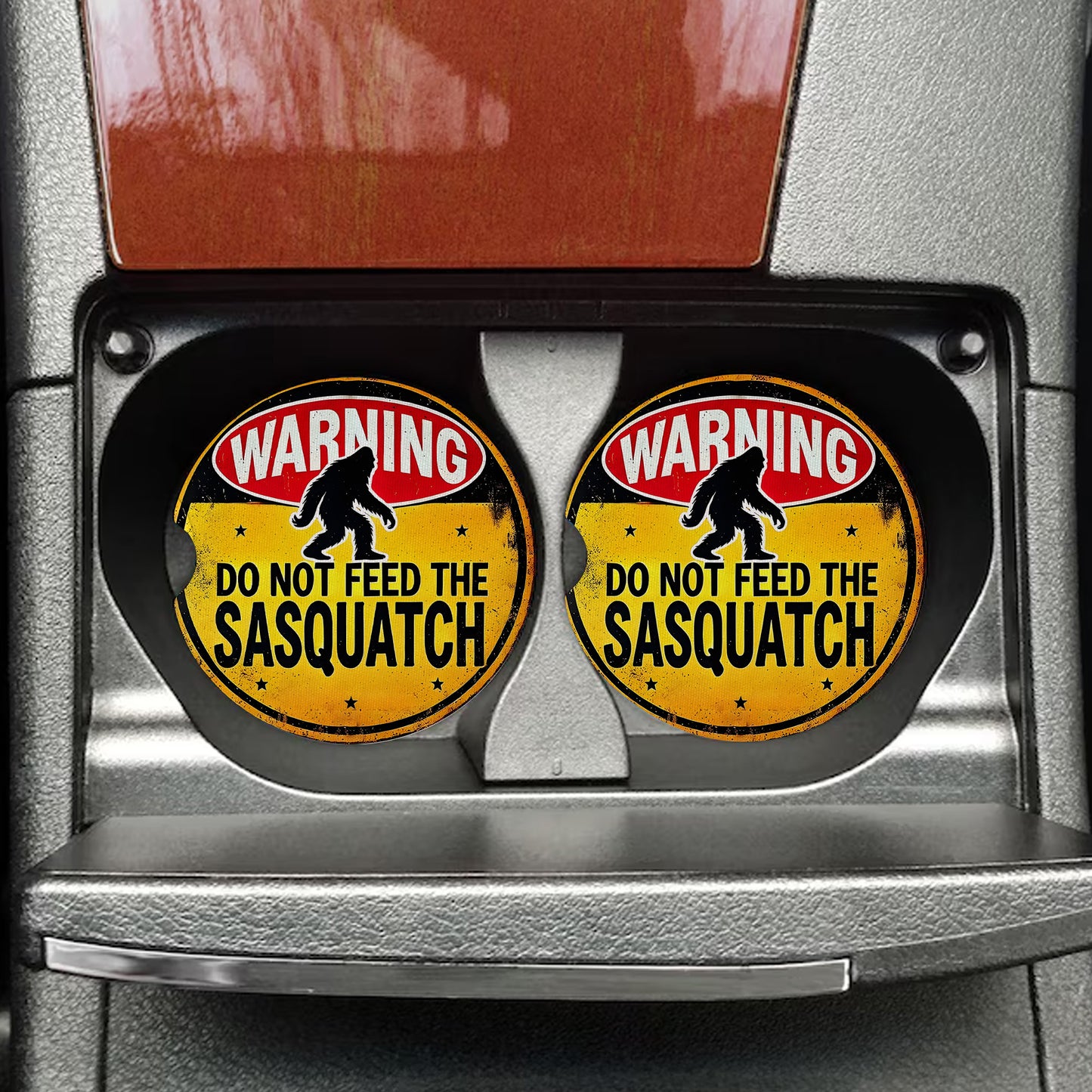Vintage Warning Sasquatch Car Coaster