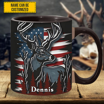 Deer USA Flag - Personalized Hunting Accent Mug