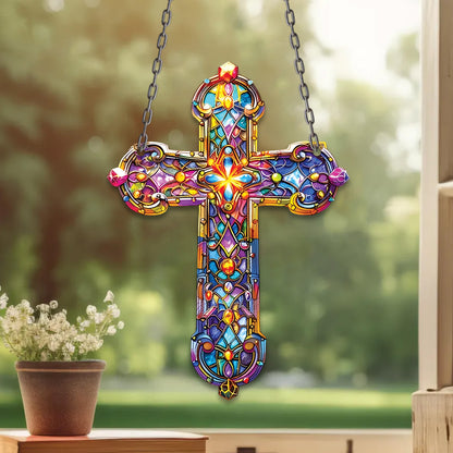 Radiant Cross Acrylic Window Hanging