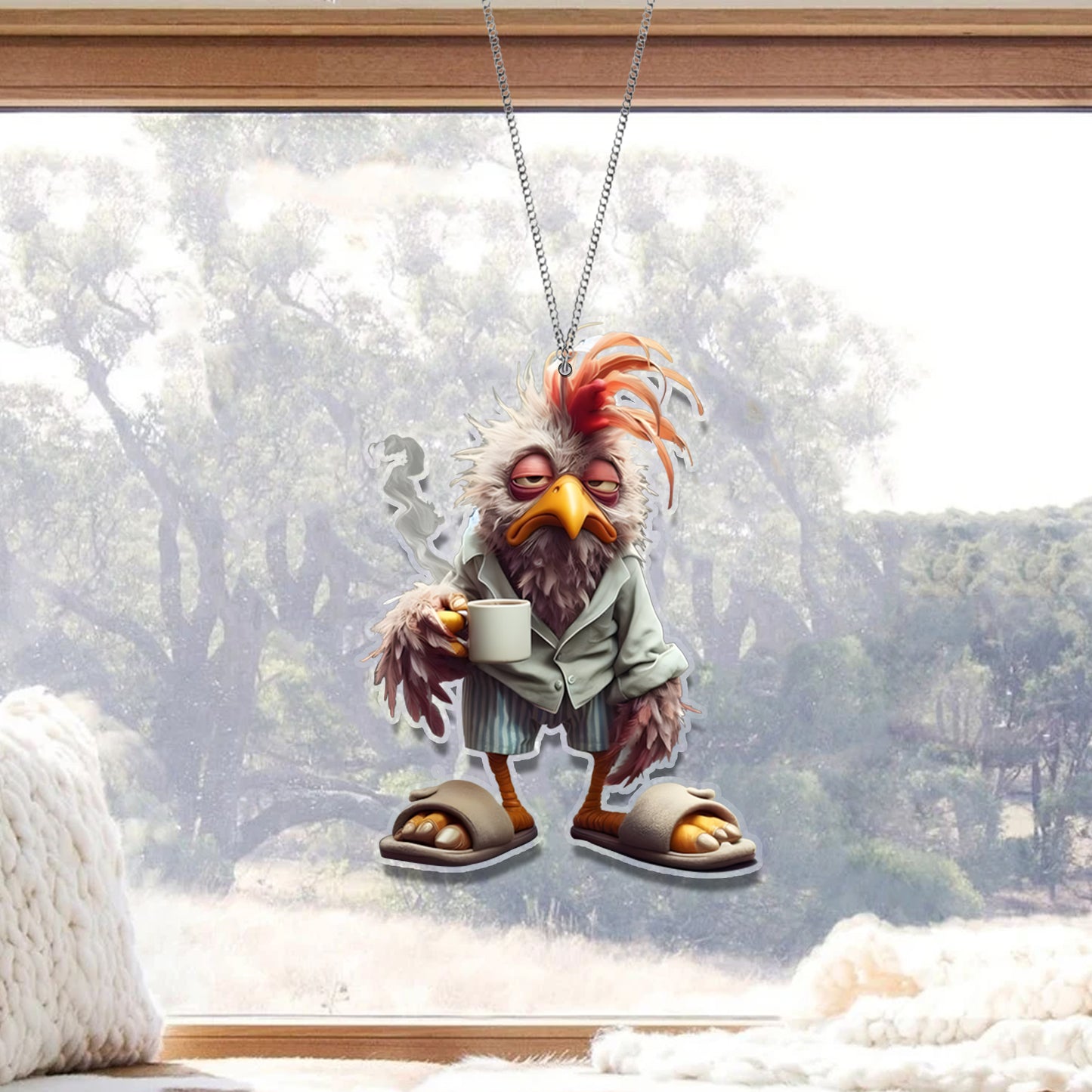 Chicken Funny Coffee Acrylic Window Hanging