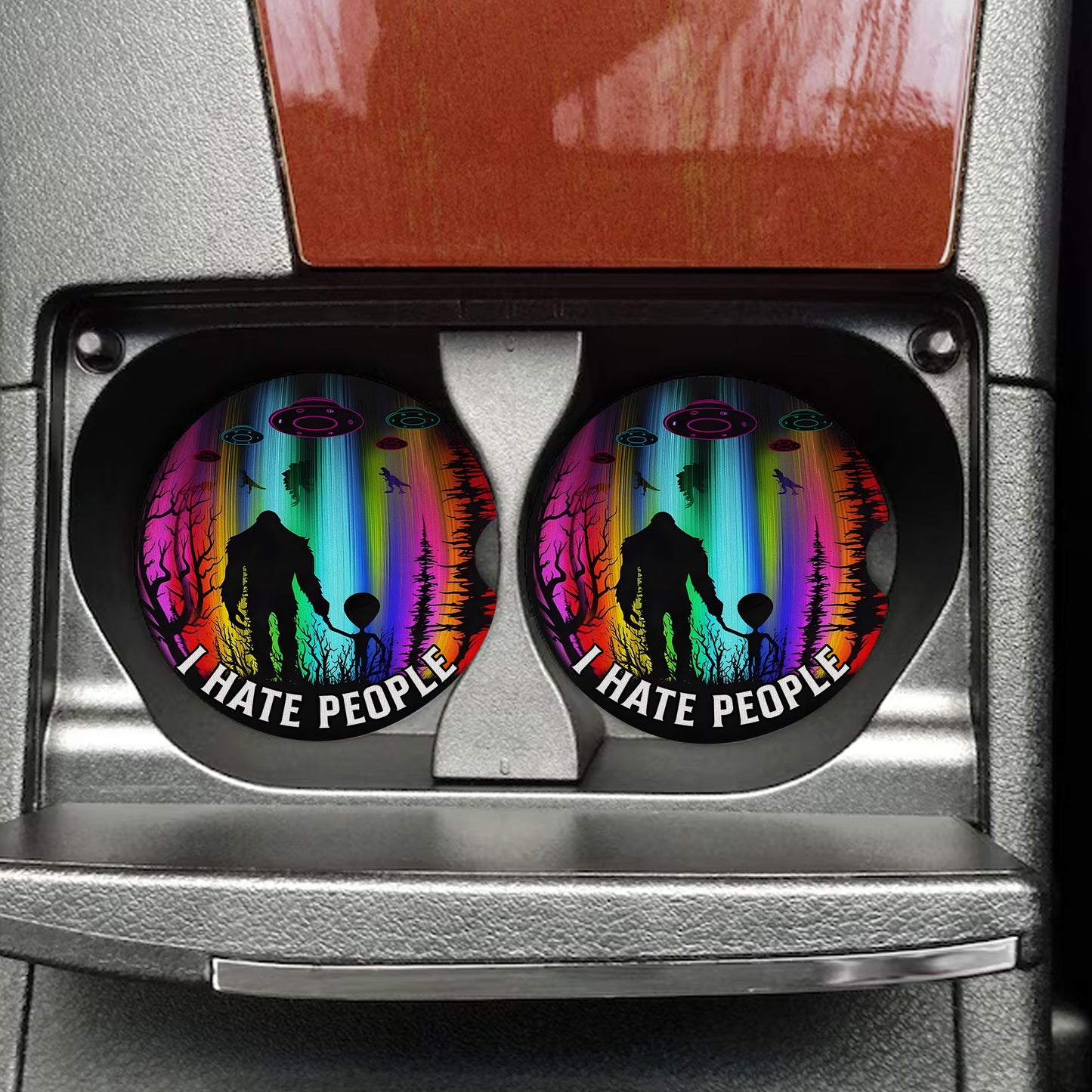"I Hate People" Bigfoot With Alien Car Coaster