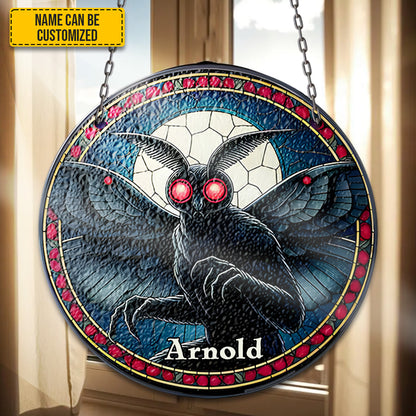 Personalized Mothman Stained Glass Suncatcher