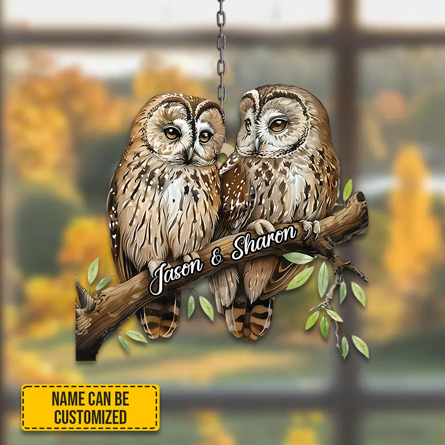 Owl Couple Acrylic Window Hangings - Decor Home