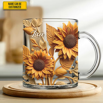 Beautiful Sunflower - Personalized Sunflower Glass Mug
