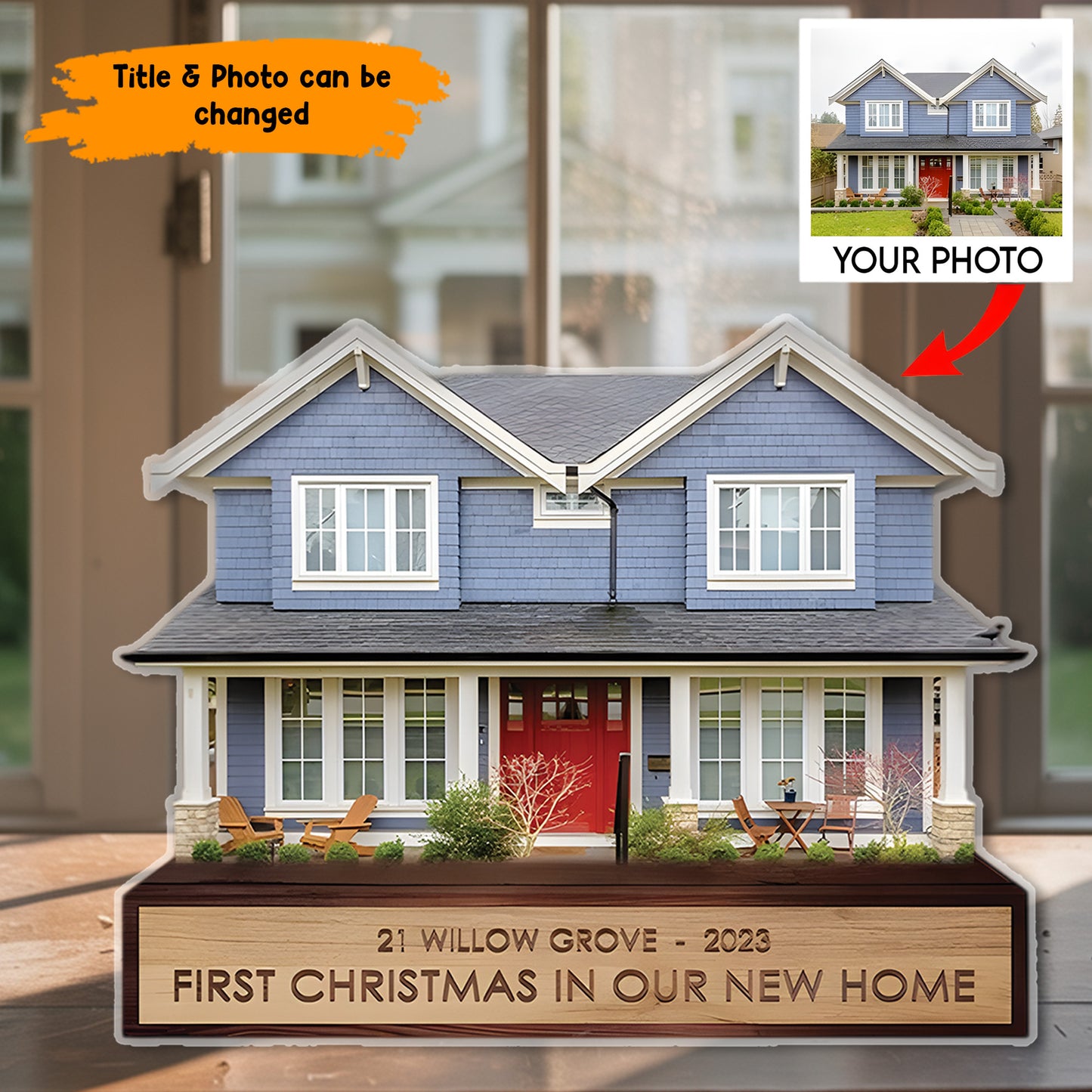 House Acrylic Plaque , Wooden Standee Customized, Personalized Shape