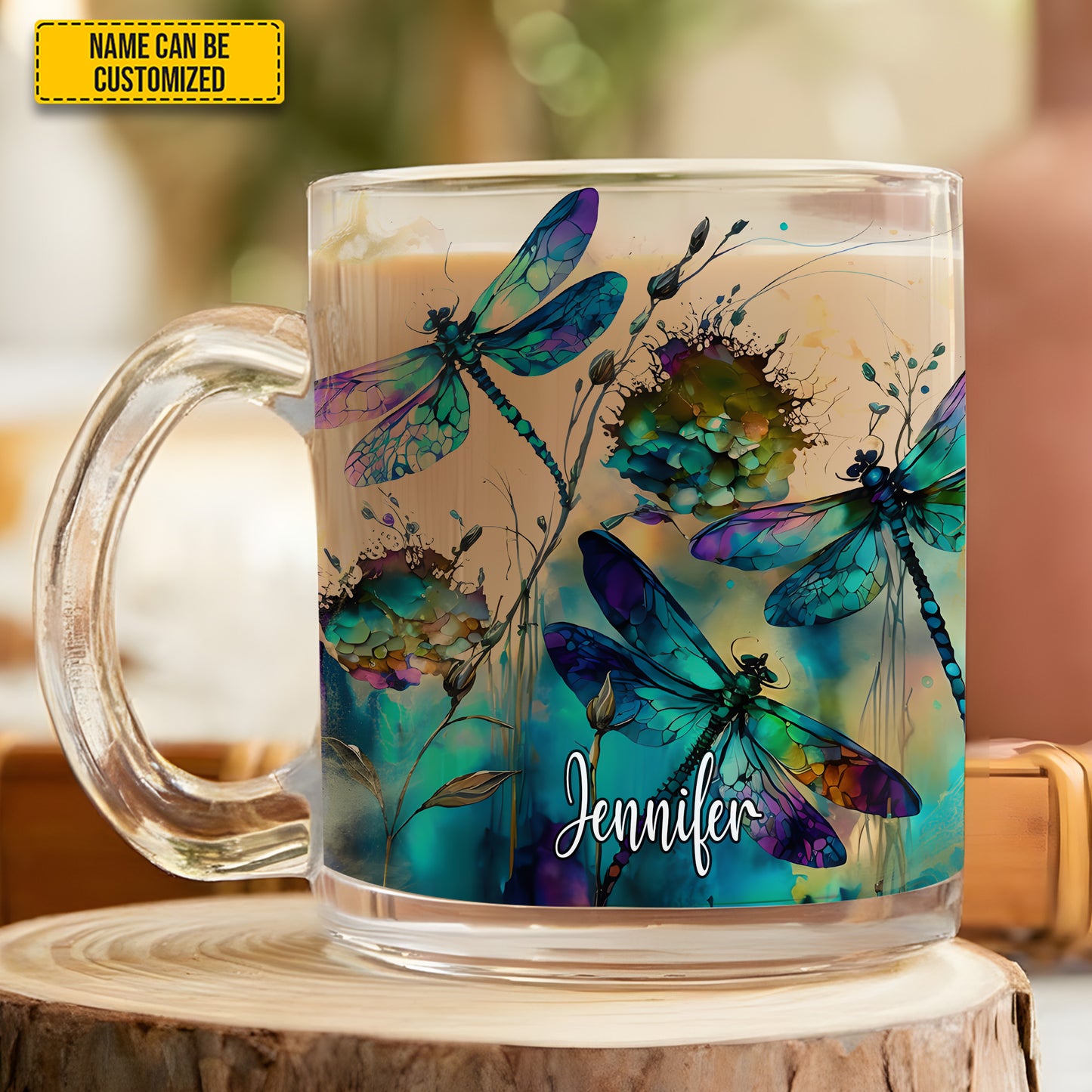 Dragonfly Colorful - Personalized Glass Mug