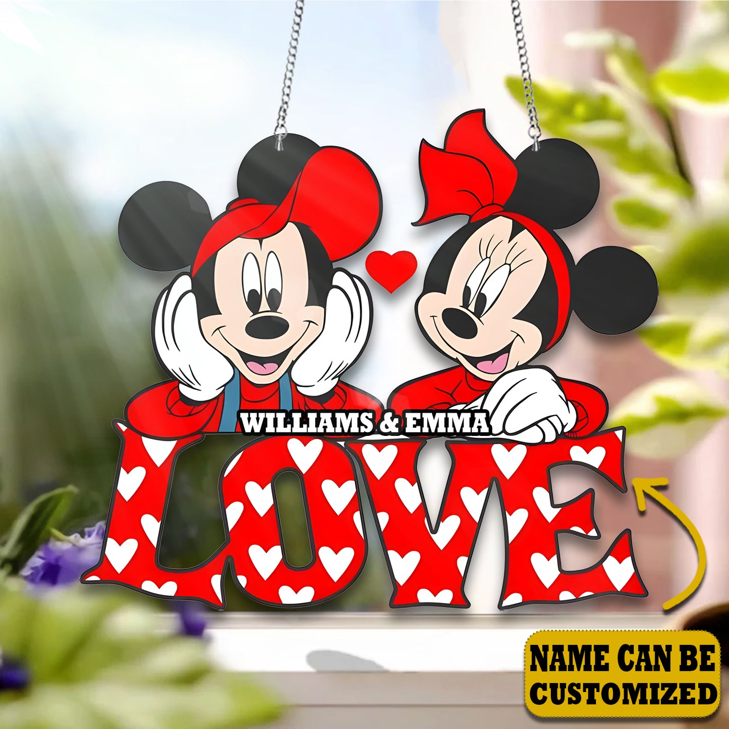 Love, Cute Mouse Couple Acrylic Window, Couple Window Hanging
