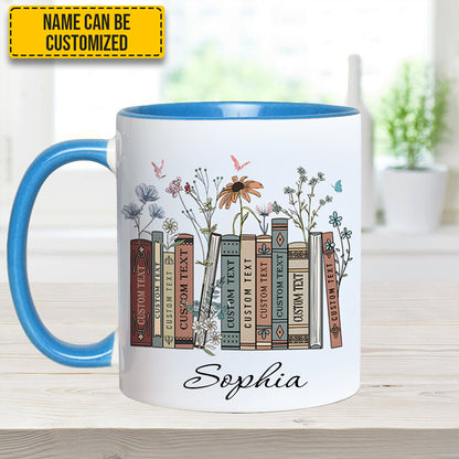 Floral Bookshelf - Personalized Book Lover Accent Mug
