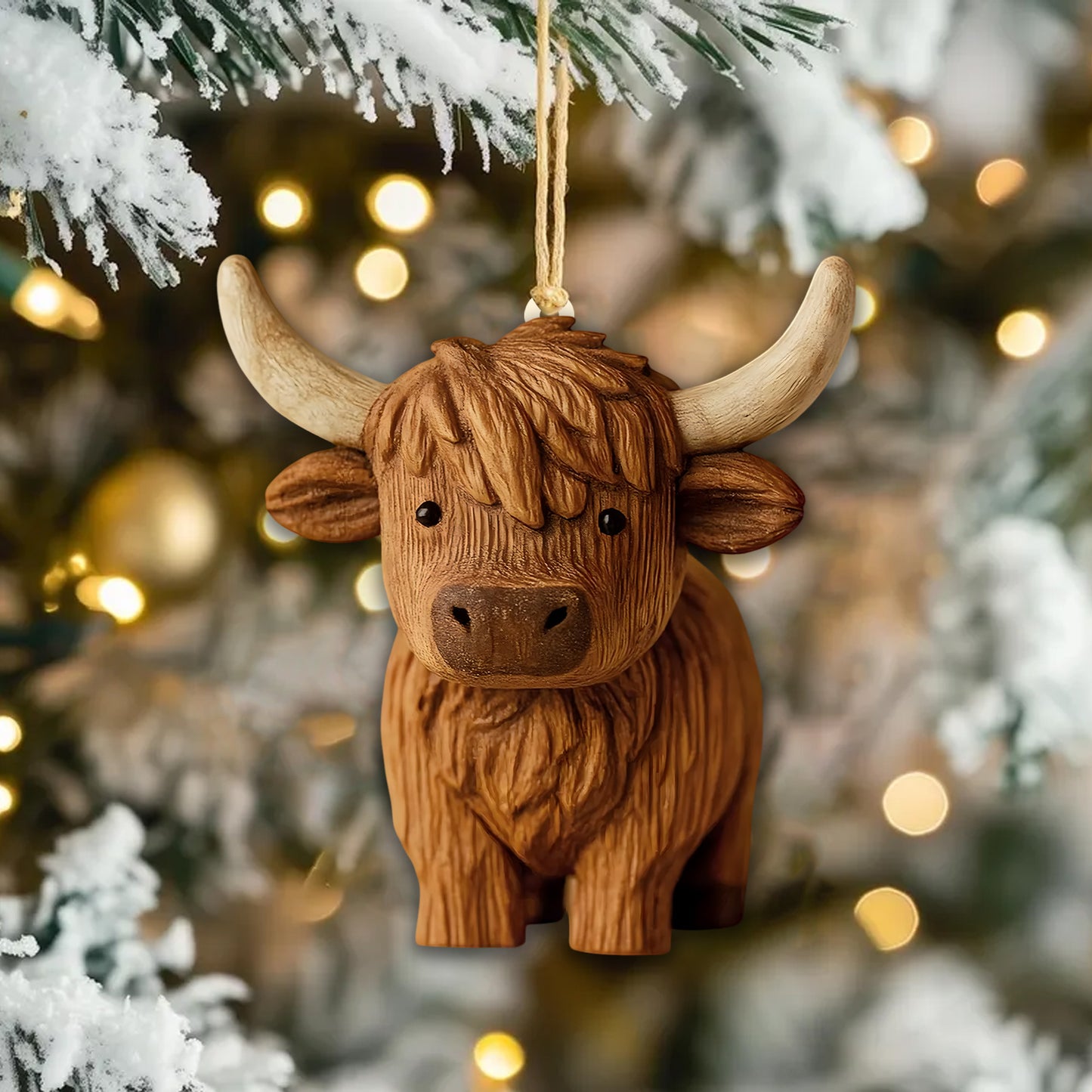 Cute Highland Cow Christmas Ornament