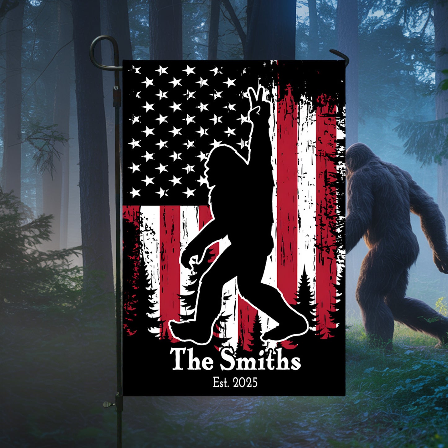 Personalized American Bigfoot Garden Flag, House Flag