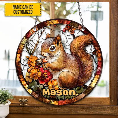 Nature's Embrace – Personalized Squirrel Acrylic Window