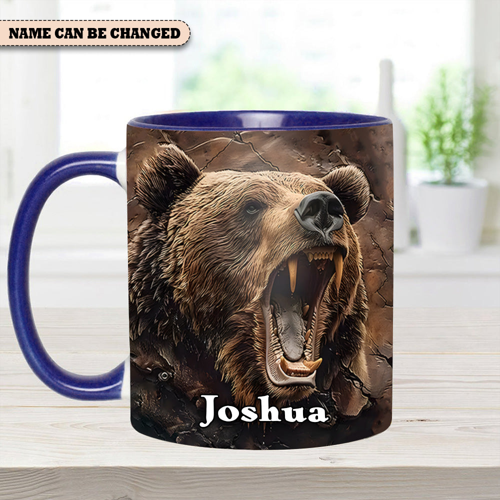 Personalized Grizzly Bear Accent Mug – The Perfect Rustic Gift for Men, Dads, and Nature Lovers.