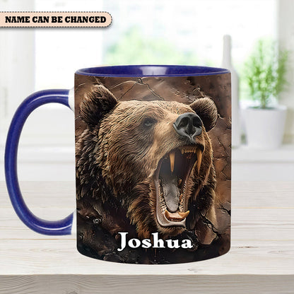 Personalized Grizzly Bear Accent Mug – The Perfect Rustic Gift for Men, Dads, and Nature Lovers.