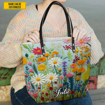 Flower Pattern - Personalized Tote Bag