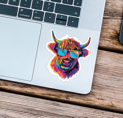 Super Cool Highland Cow Sticker