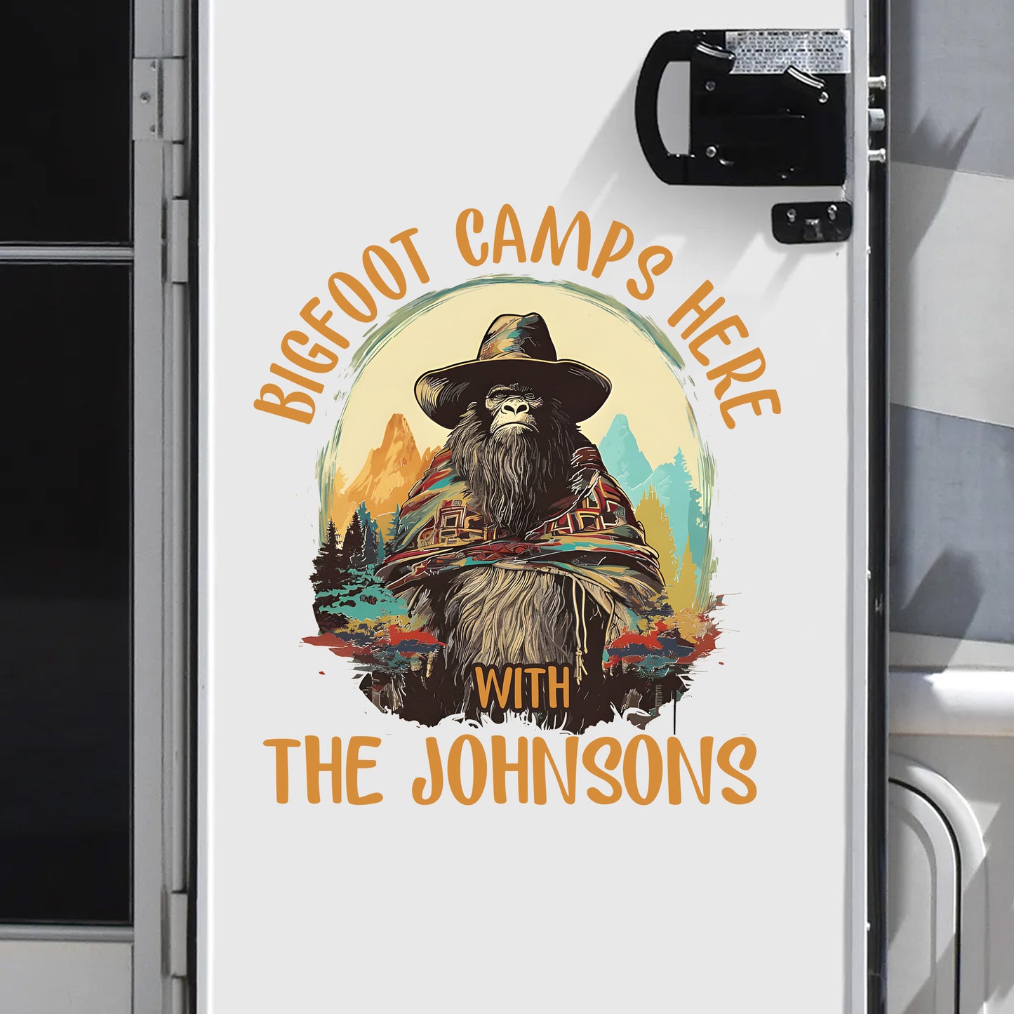 El Squatcho Bigfoot Camps Here - Personalized Family Name Decor Decal