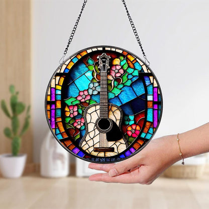 Colorful Guitar Window Hanging Suncatcher