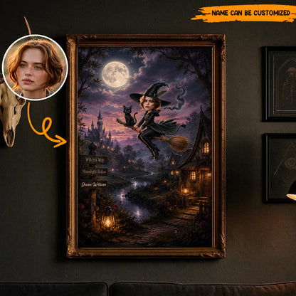 Moonlight Hollow – Personalized Witch Portrait Poster Canvas