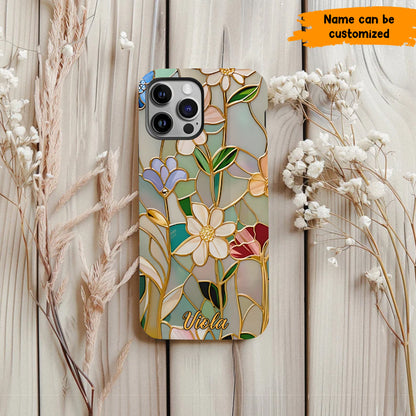 Personalized Wildflower Stained Glass Effect Phone Case