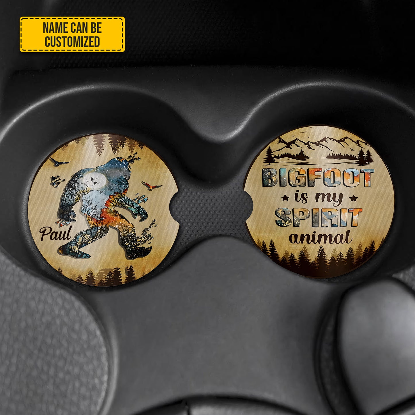 Personalized Bigfoot Spirit Animal Car Coaster