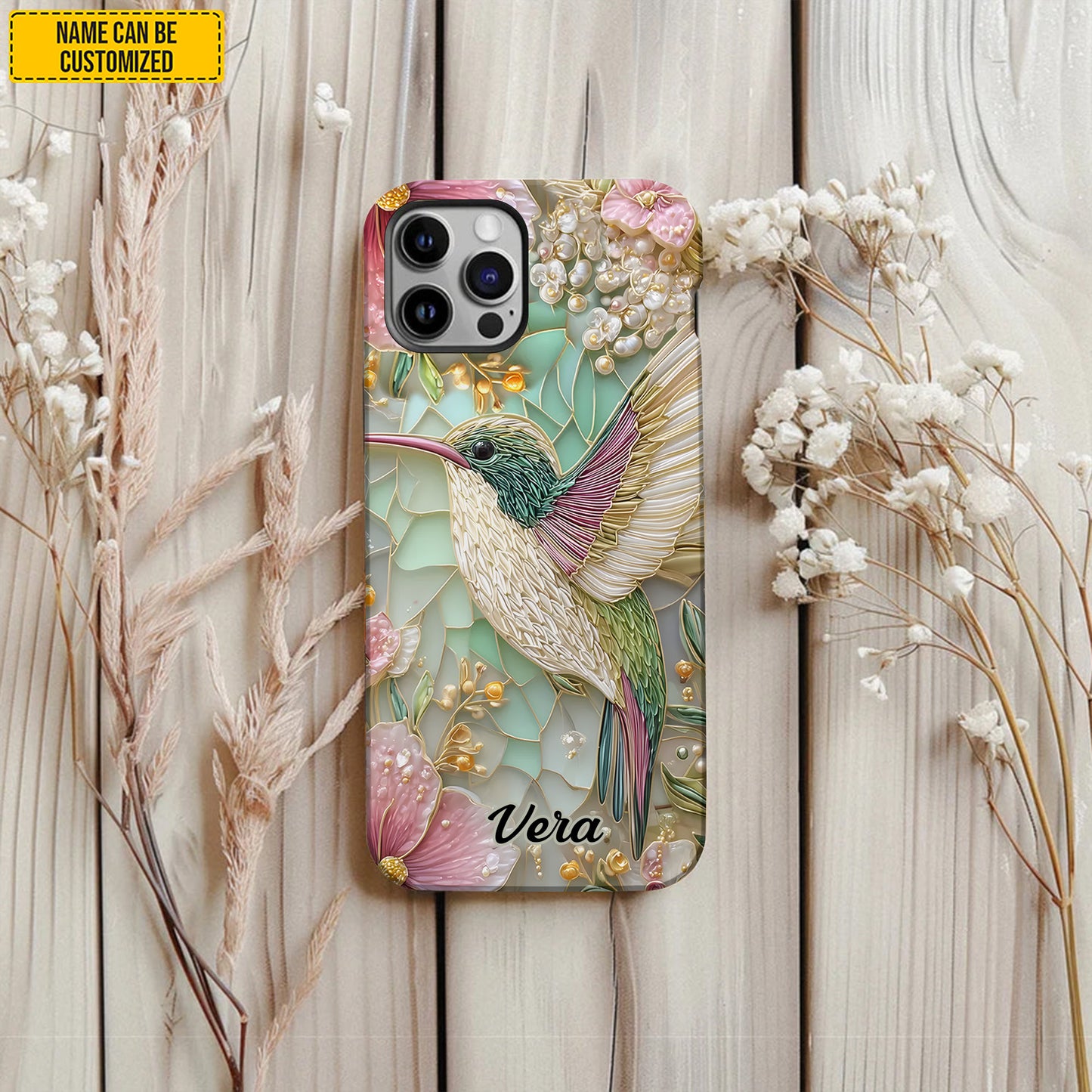 Personalized Hummingbird Floral Phone Case