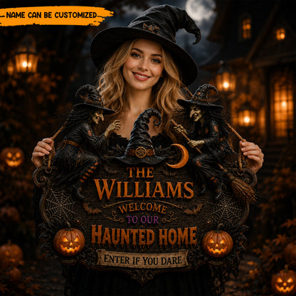 Personalized Witch Halloween Wooden Sign