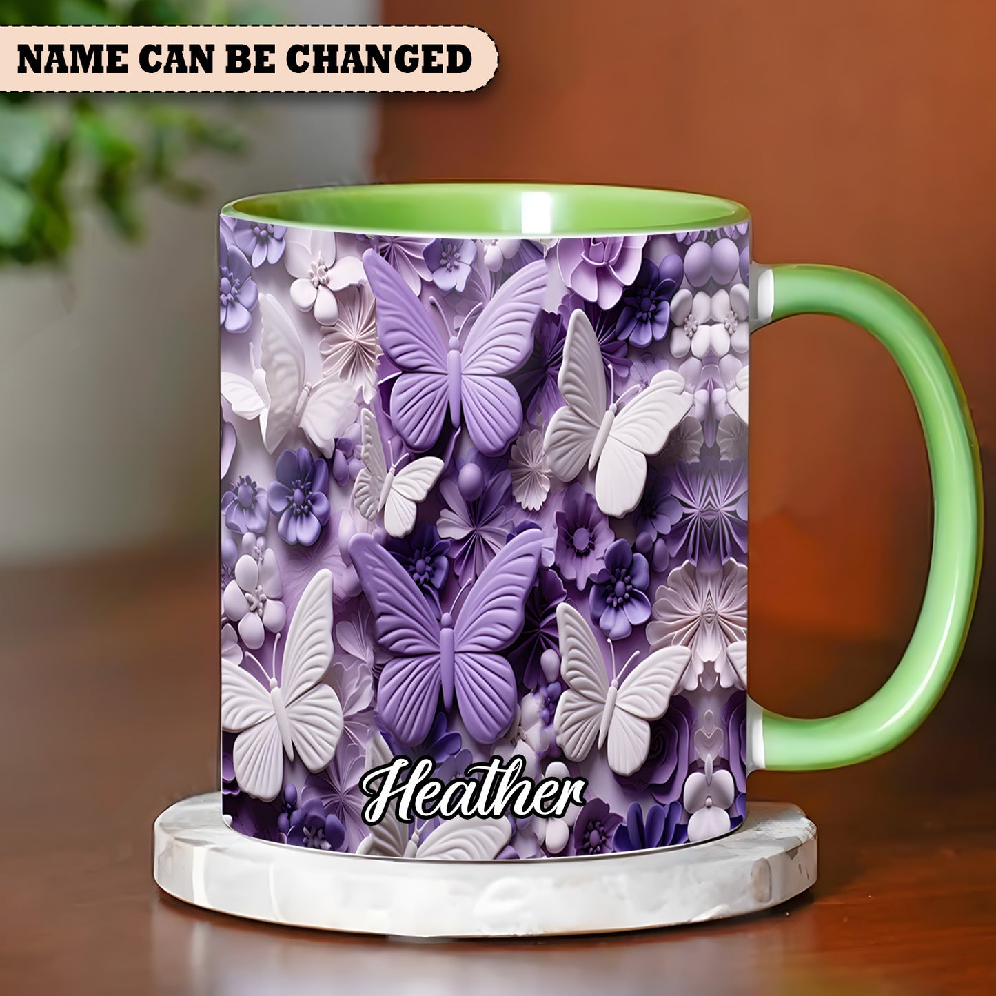 Purple Butterfly - Personalized Accent Mug